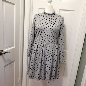 Isabel & Nina Grey & Black Polka Dot Knit Dress, Size Large